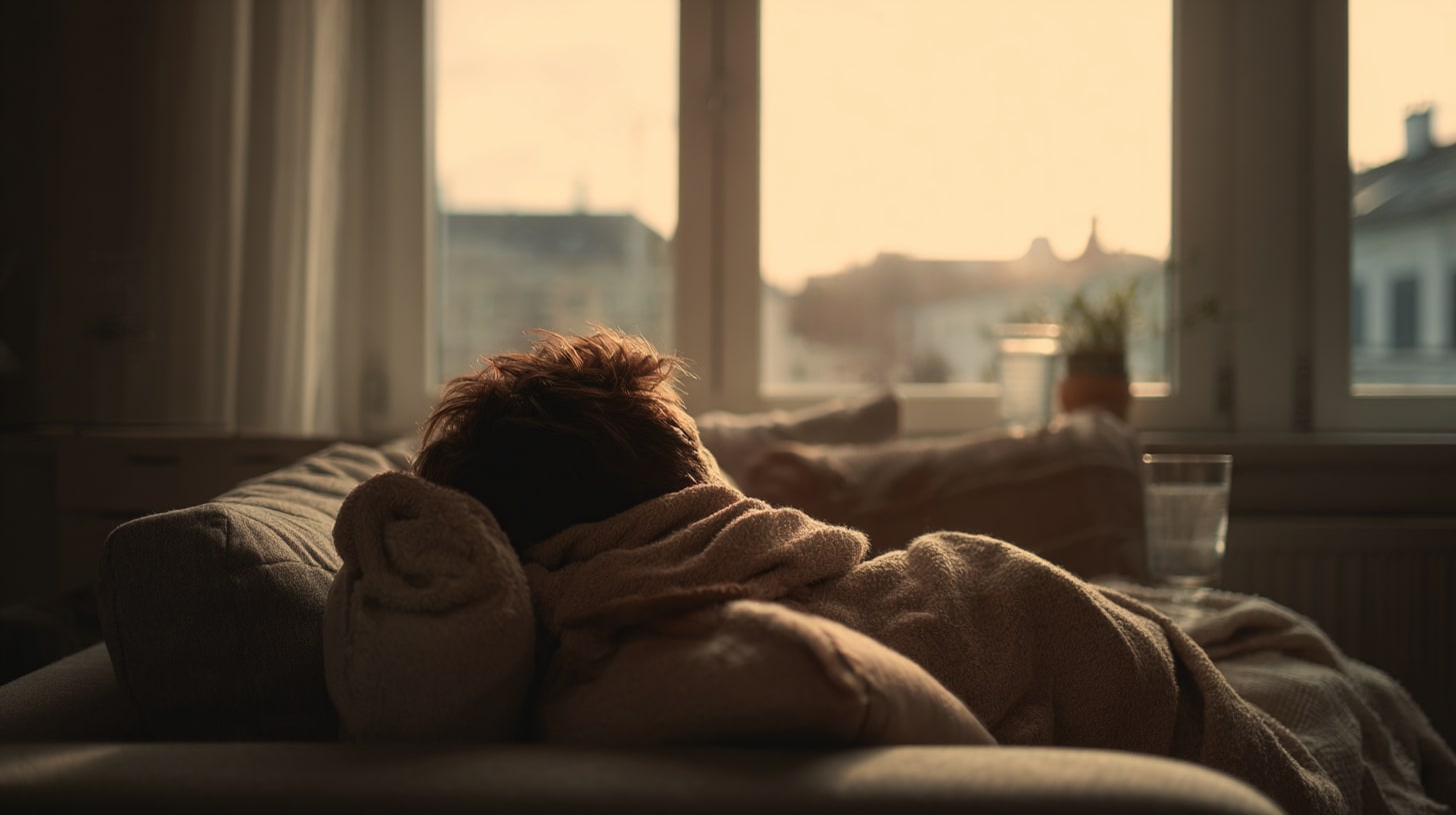 Personne se reposant sur un canapé pour gérer la fatigue liée à la sclérose en plaques.